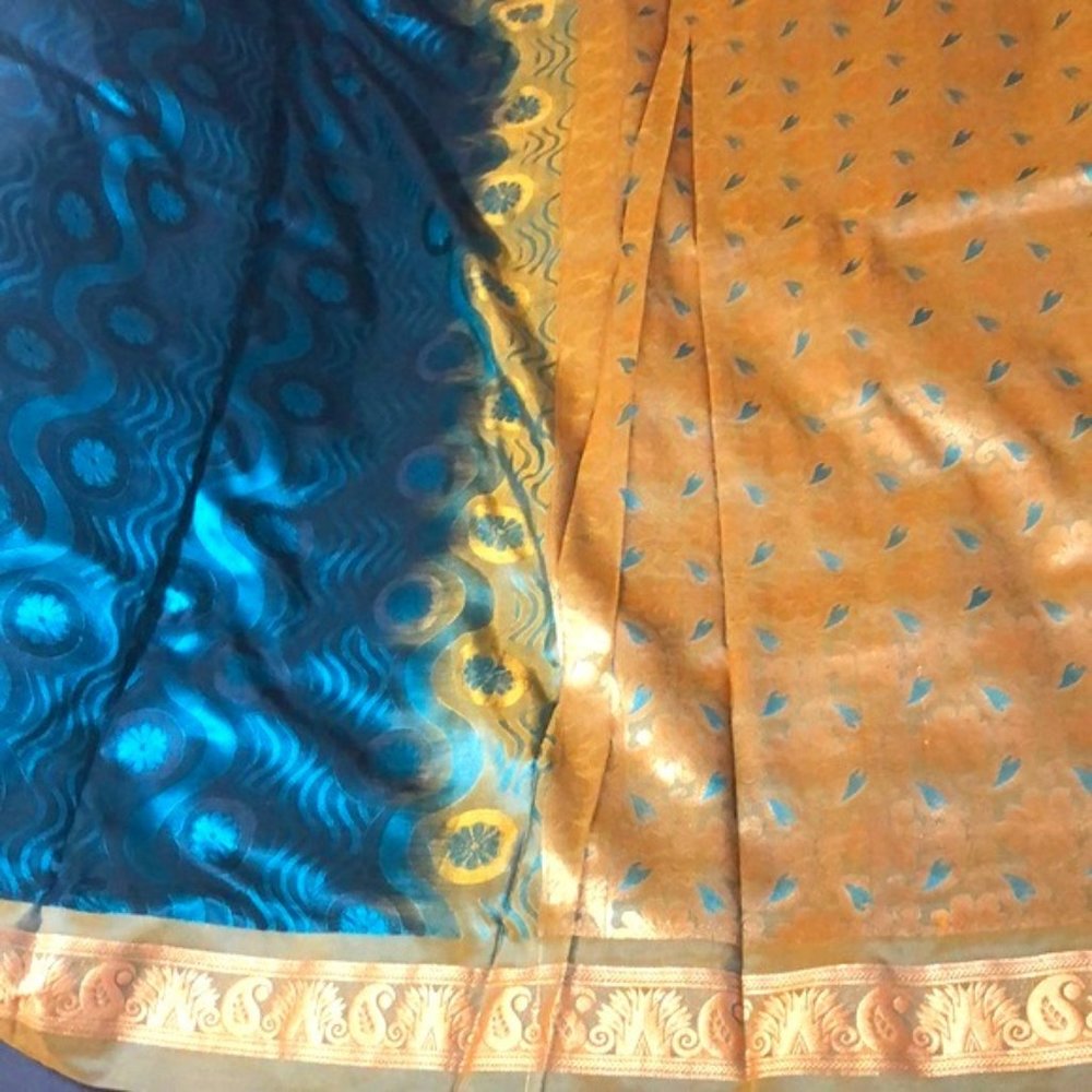 Pure Silk Sea Green Heavy Saree Banarasi Brocade